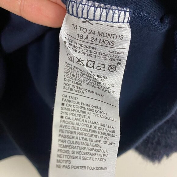 Janie & Jack Christmas Holiday Shirt Top 18-24 Months Fur Cuffs Blue - Picture 5 of 6